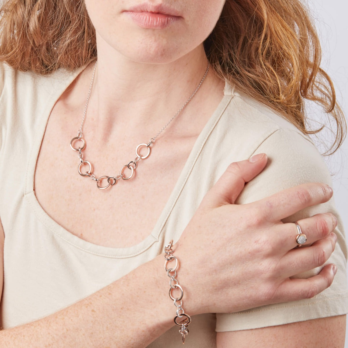 Beginnings Open Circle Link Bracelet with Rose Gold Plating