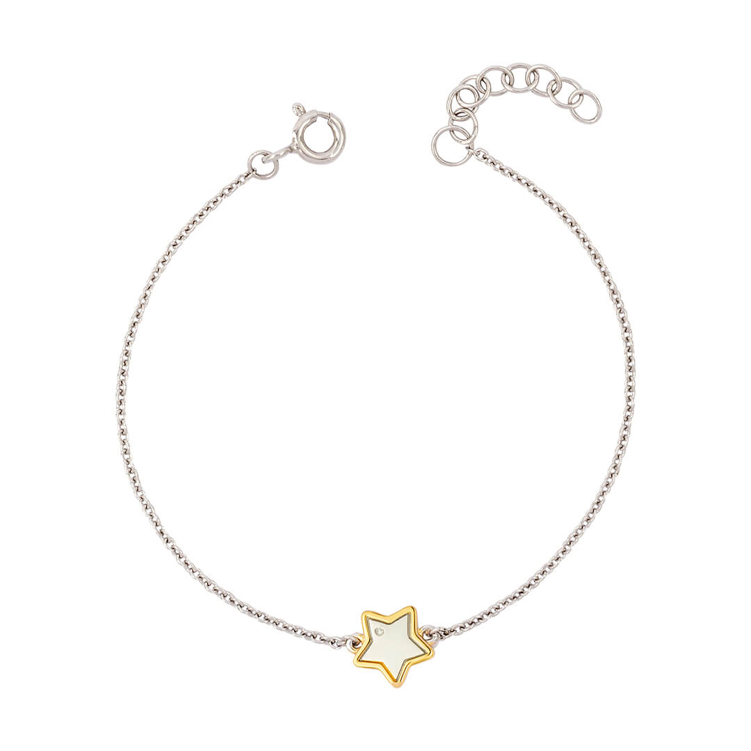 D For Diamond Gold Edge Star Bracelet with Diamond