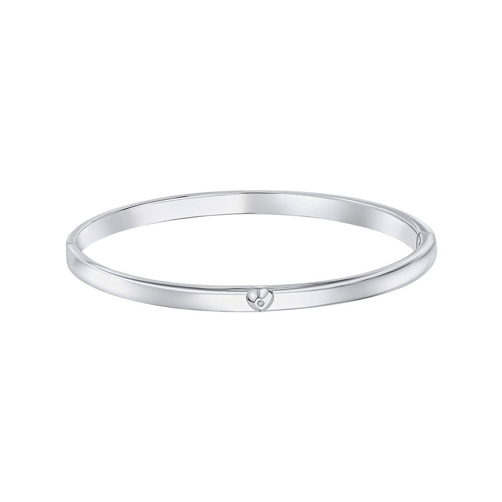 D For Diamond Heart Motif Hinged Maiden Bangle with Diamond