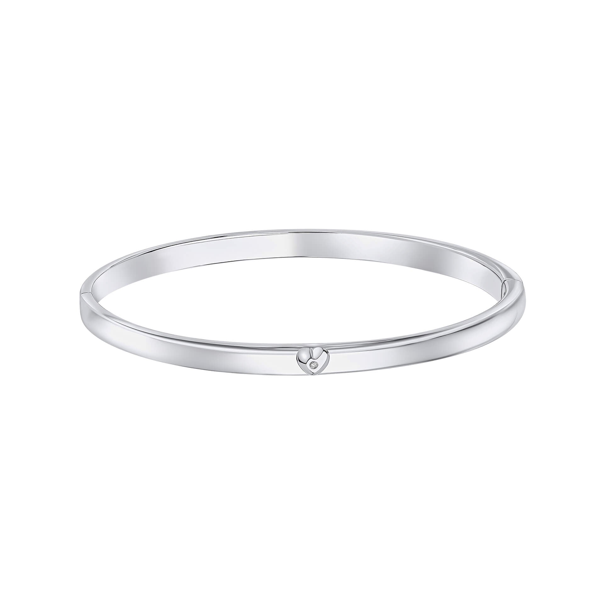 D For Diamond Heart Motif Hinged Maiden Bangle with Diamond
