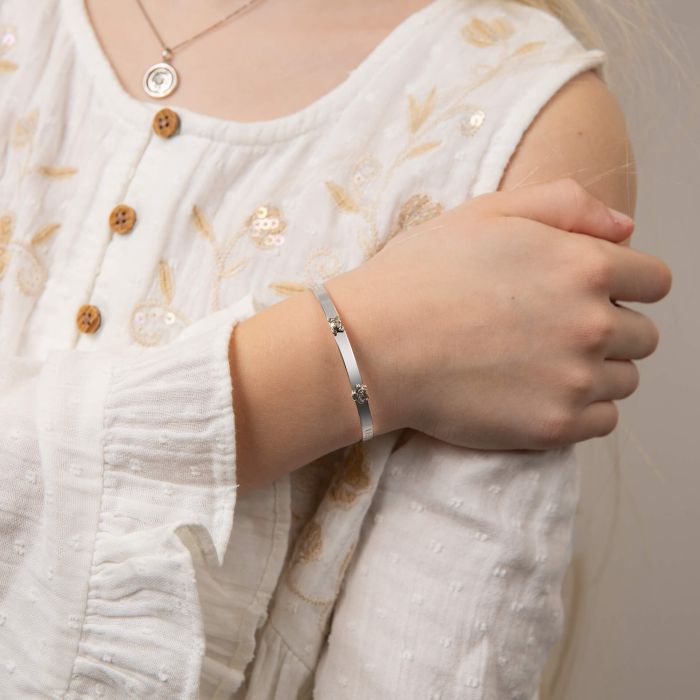 D For Diamond Teddy Bear Peekaboo Expanding Bangle