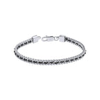 Fred Bennett Stainless Steel Chain Bracelet with Black Nylon Detail