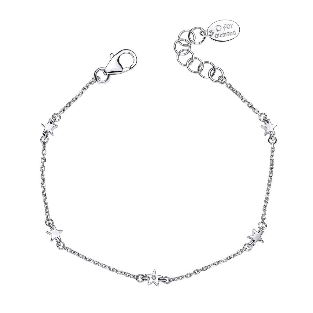 D For Diamond Star Station Bracelet with Diamond