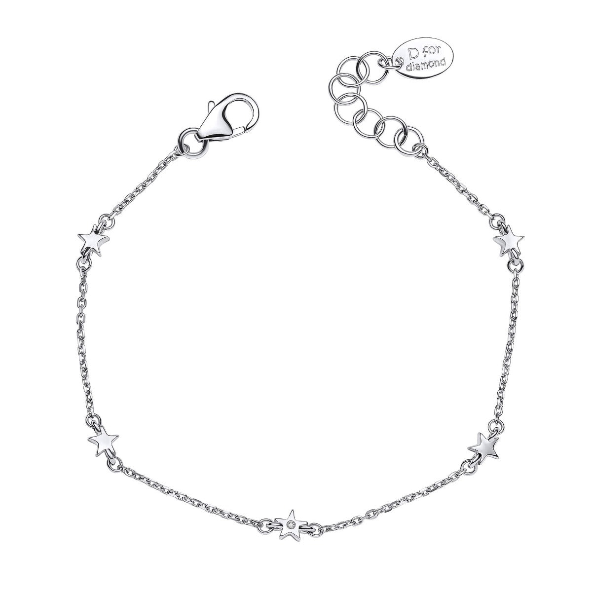 D For Diamond Star Station Bracelet with Diamond