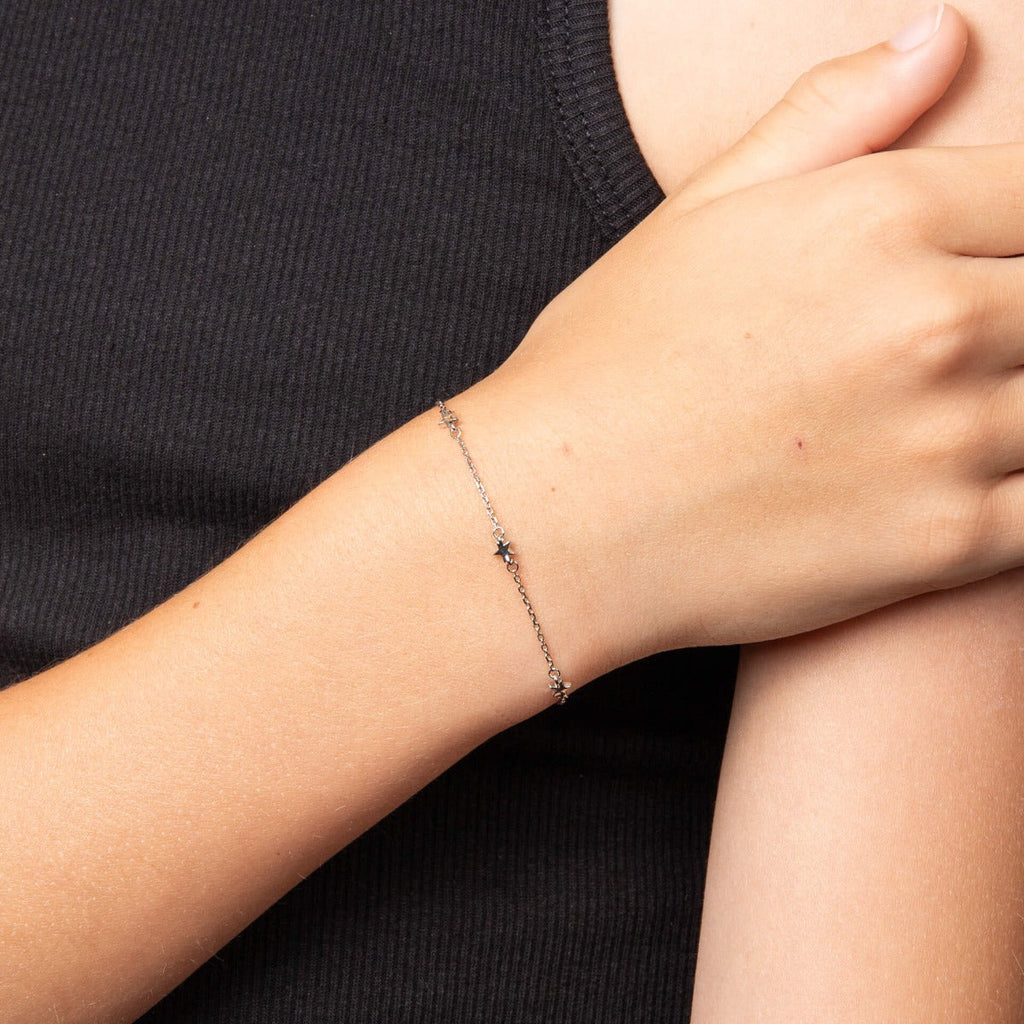 D For Diamond Star Station Bracelet with Diamond