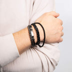 Fred Bennett Black Cubic Zirconia and Stainless Steel Tennis Bracelet