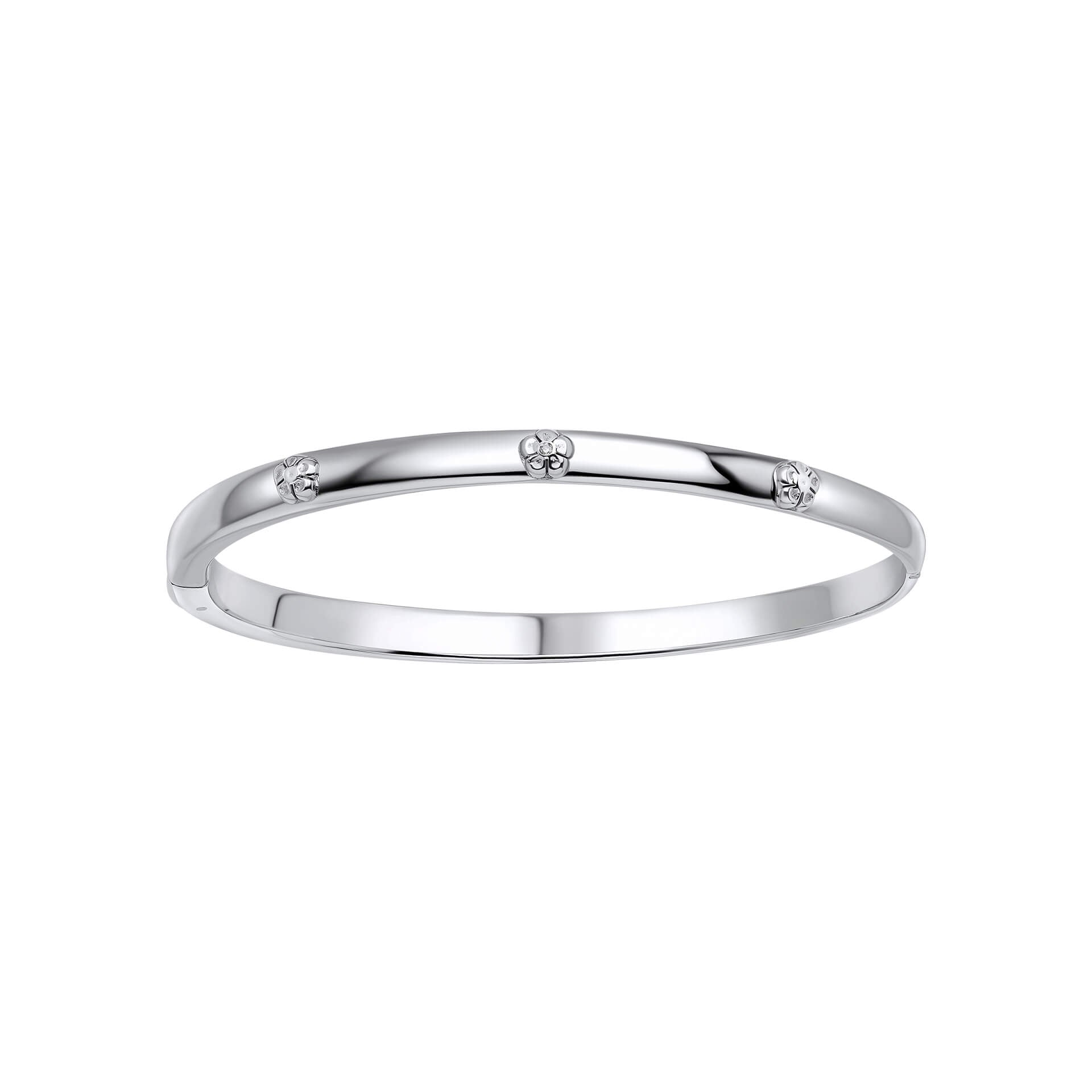 D For Diamond Floral Hinged Maiden Bangle with Diamond
