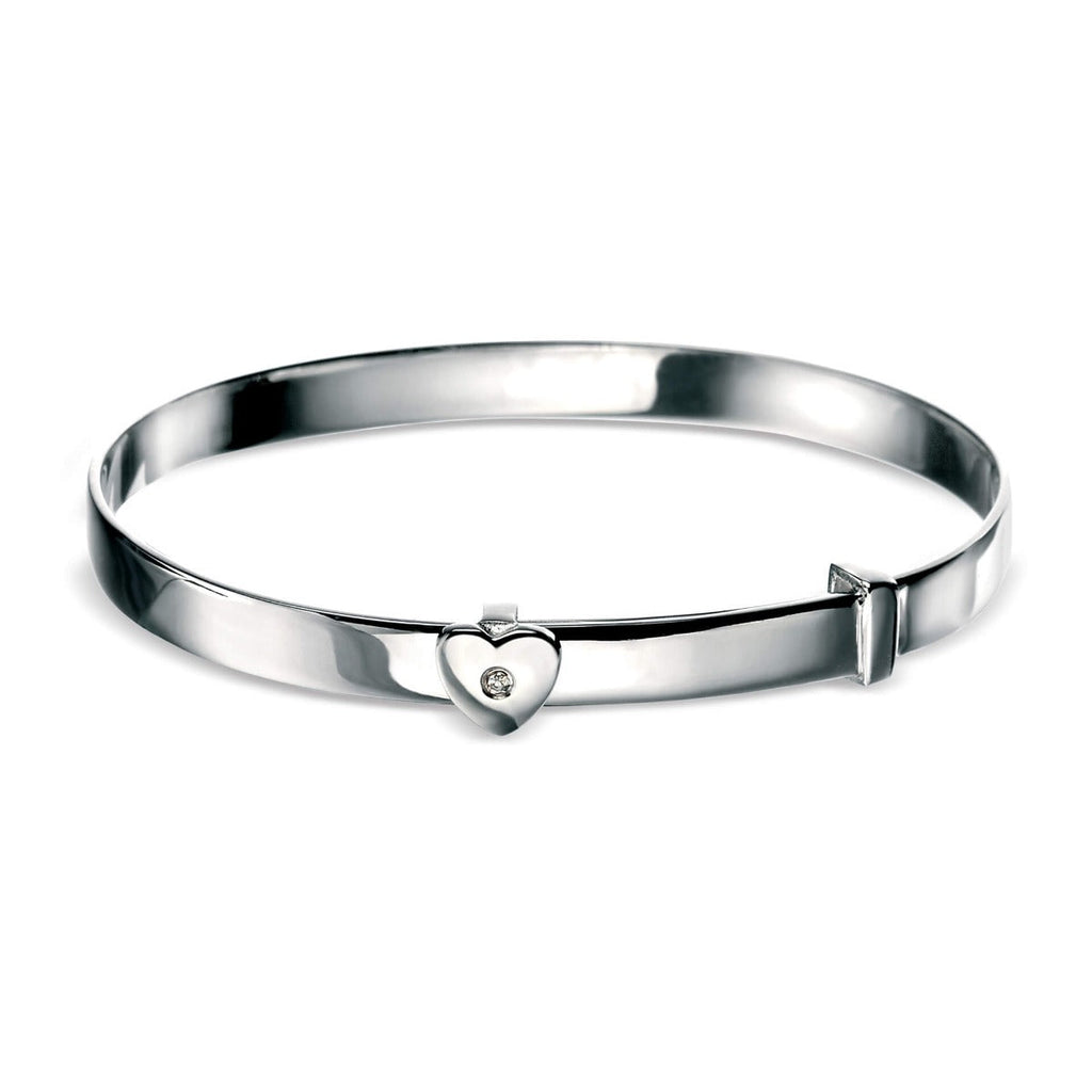 D For Diamond Heart Expanding Bangle with Diamond