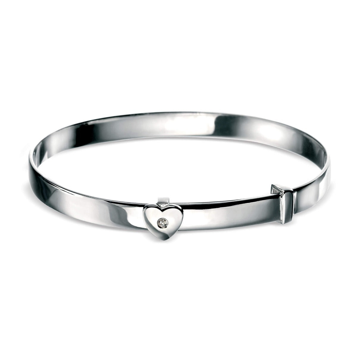 D For Diamond Heart Expanding Bangle with Diamond