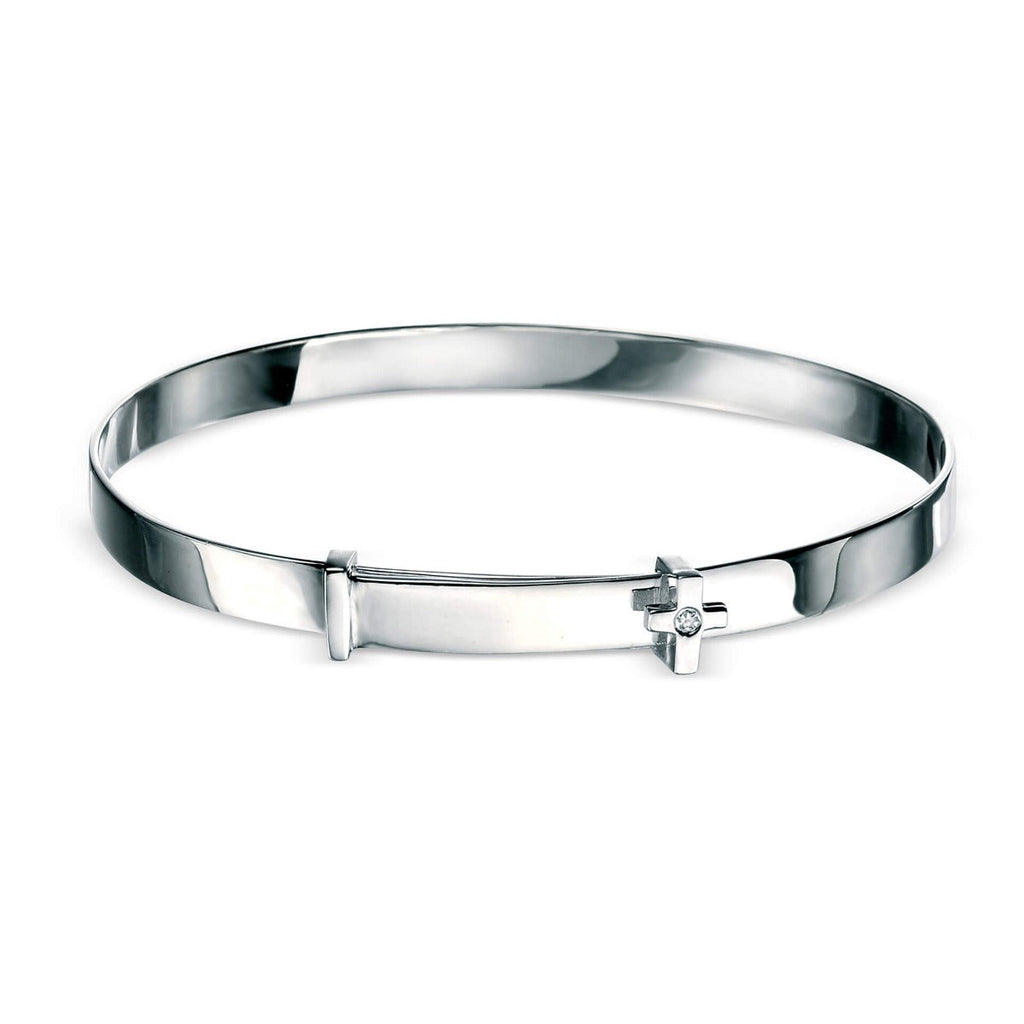 D For Diamond Cross Expanding Bangle with Diamond