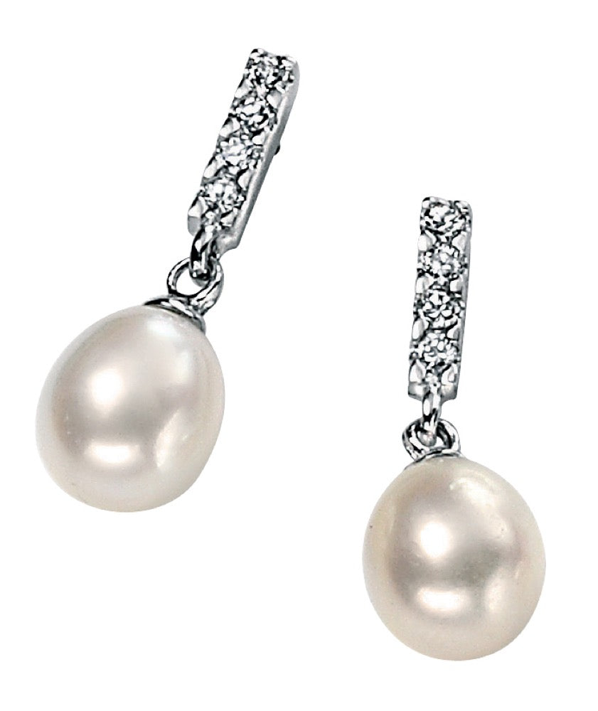 Beginnings Freshwater Pearl and Cubic Zirconia Drop Earrings