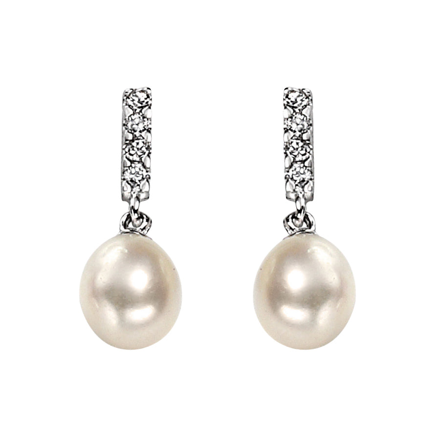 Beginnings Freshwater Pearl and Cubic Zirconia Drop Earrings