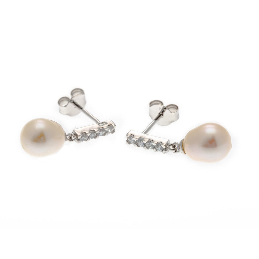Beginnings Freshwater Pearl and Cubic Zirconia Drop Earrings