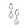 Beginnings White Freshwater Pearl and Cubic Zirconia Earrings