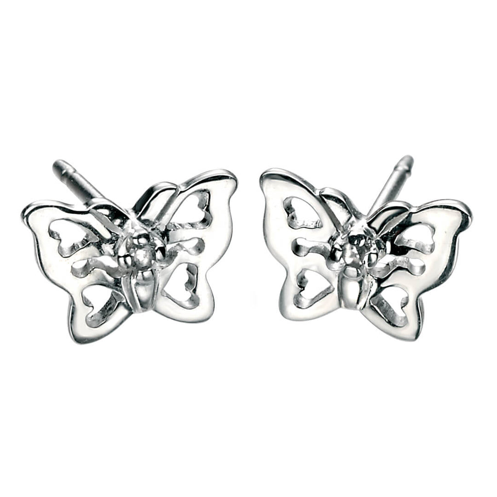 D For Diamond Filigree Butterfly Stud Earrings with Diamond