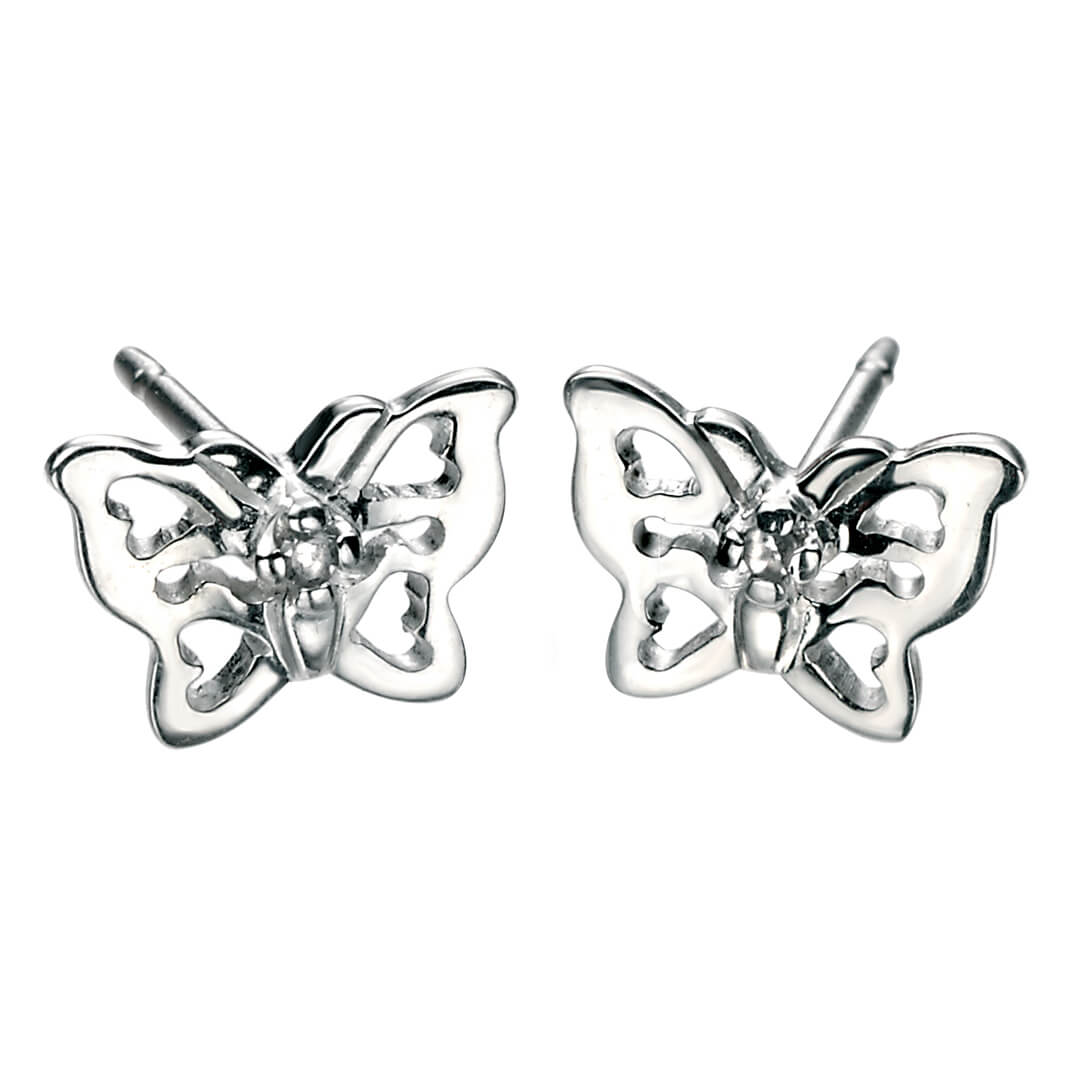 D For Diamond Filigree Butterfly Stud Earrings with Diamond