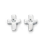 D For Diamond Cross Stud Earrings with Diamond