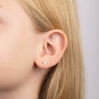 D For Diamond Cross Stud Earrings with Diamond