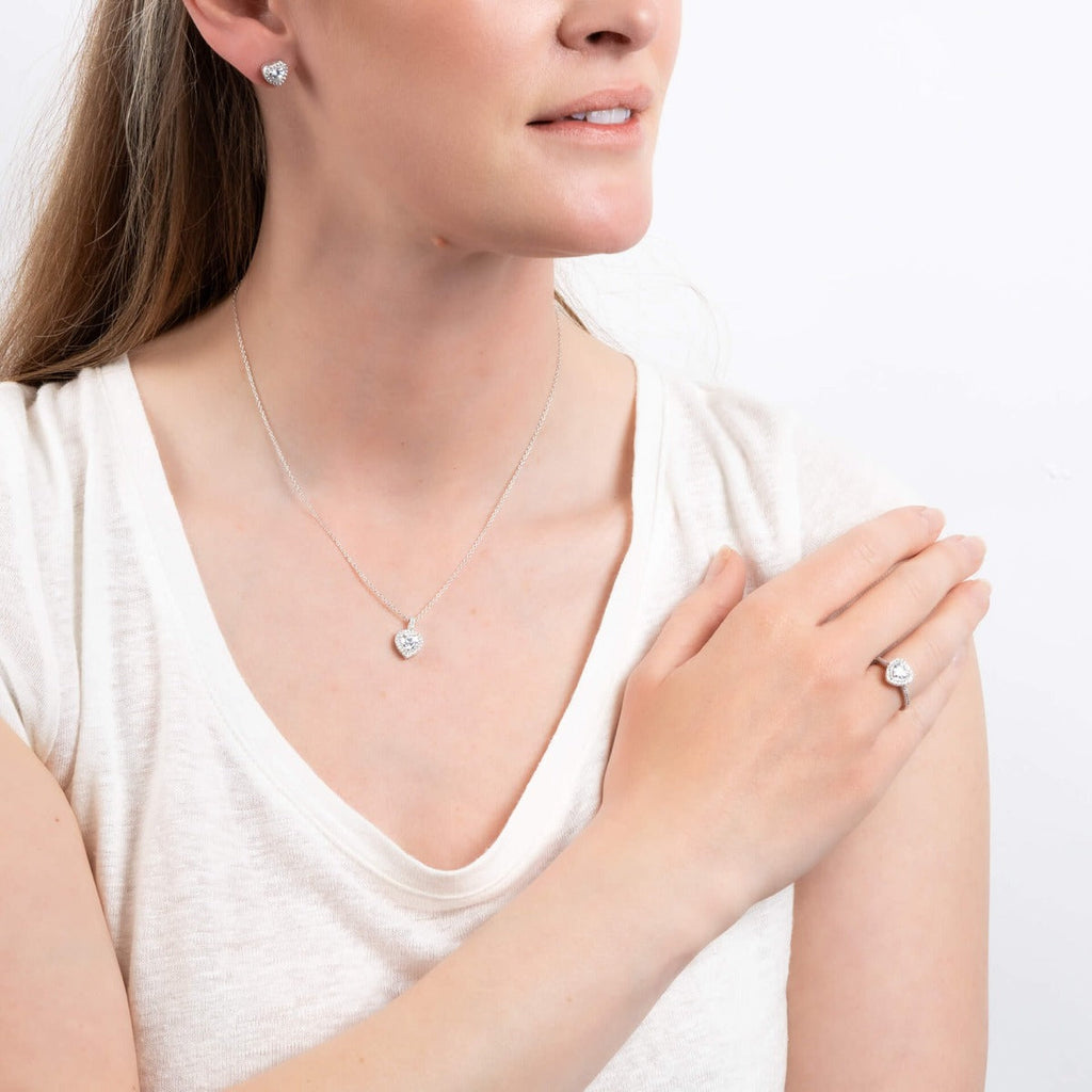 Diamonfire Pave Set Zirconia Heart Pendant