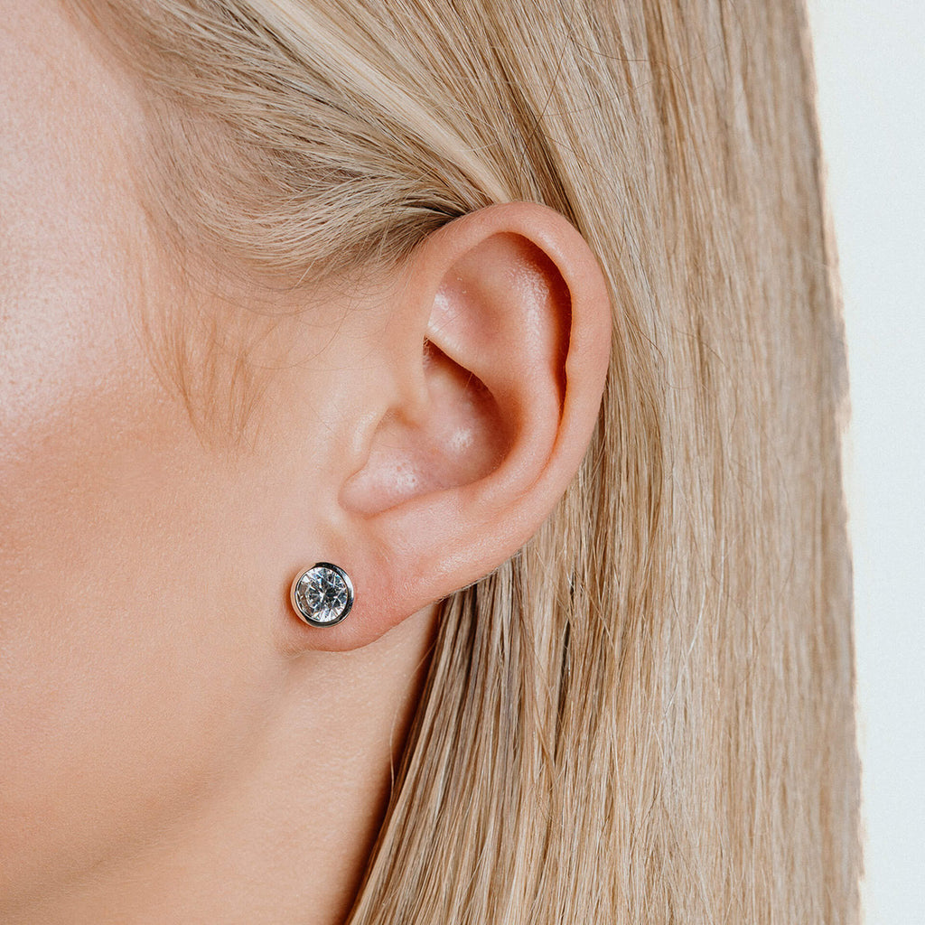 Diamonfire Bezel Carat Stud Earrings