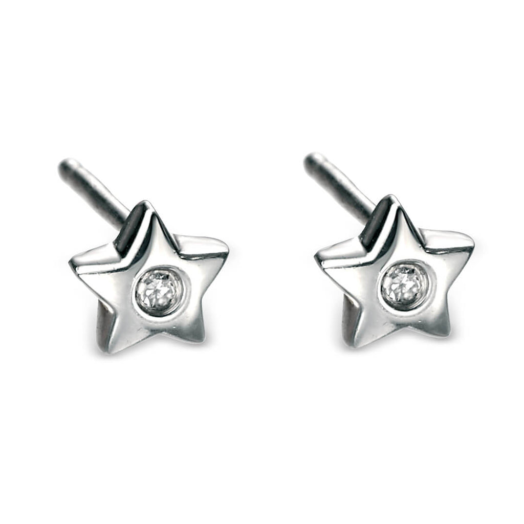 D For Diamond Star Stud Earrings with Diamond
