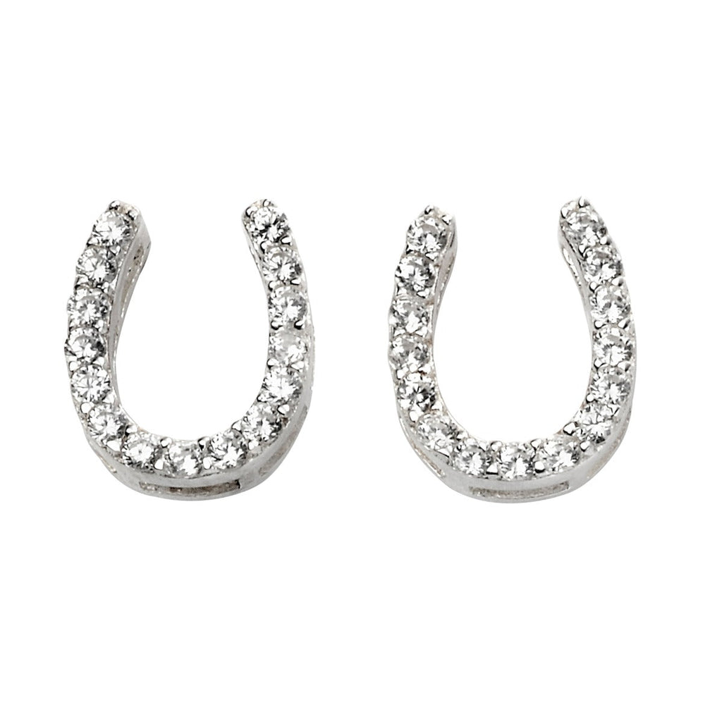 Beginnings Horse Shoe Shaped Stud Earrings with Cubic Zirconia