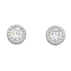 Beginnings Millegrain Edge Round Stud Earrings