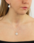 Beginnings Double Sided Mother of Pearl Disc Pendant with Cubic Zirconia