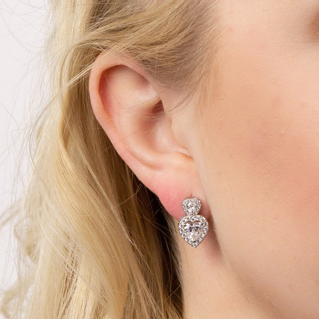 Diamonfire Double Heart Vintage Style Earrings