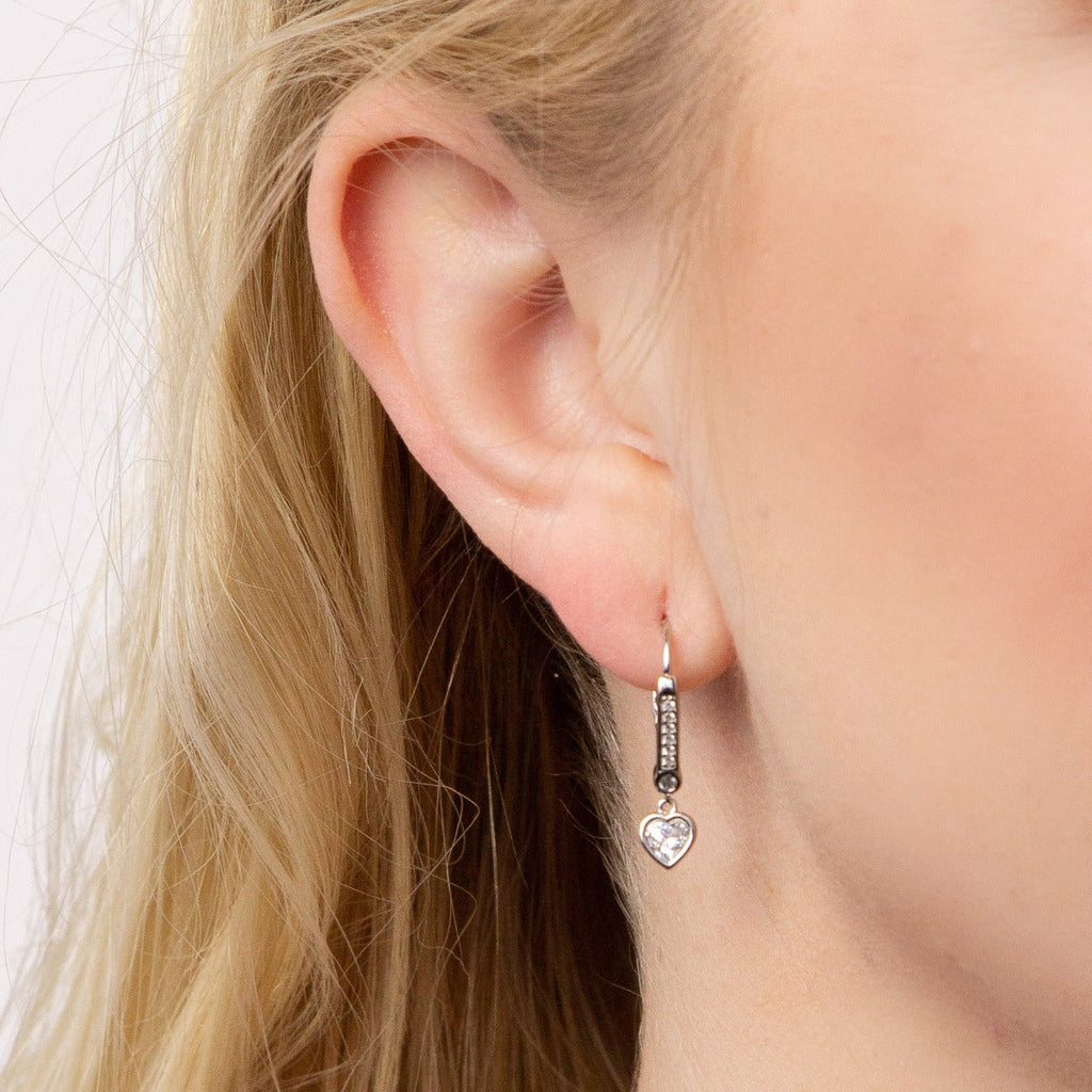 Diamonfire Hoop Earrings with Heart Detail