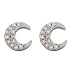 Beginnings Crescent Moon Stud Earrings with Cubic Zirconia