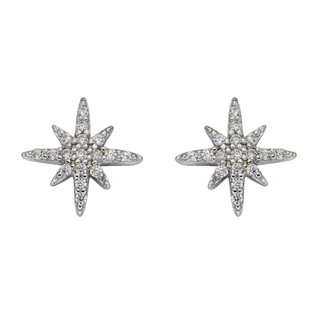 Beginnings Pave Set Cubic Zirconia Starburst Stud Earrings