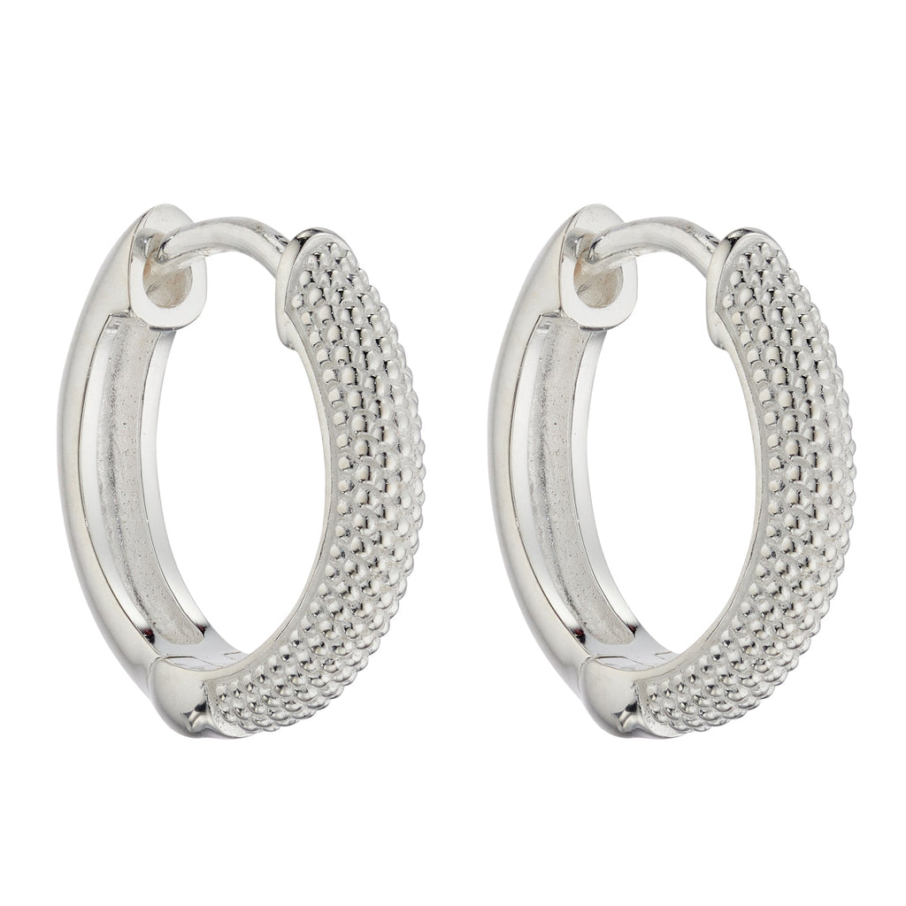 Beginnings Micro Bead Textured Hoop Earrings 13mm