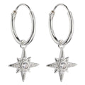 Beginnings Pave Set Cubic Zirconia Starburst Assembled Hoop Earrings