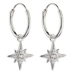 Beginnings Pave Set Cubic Zirconia Starburst Assembled Hoop Earrings
