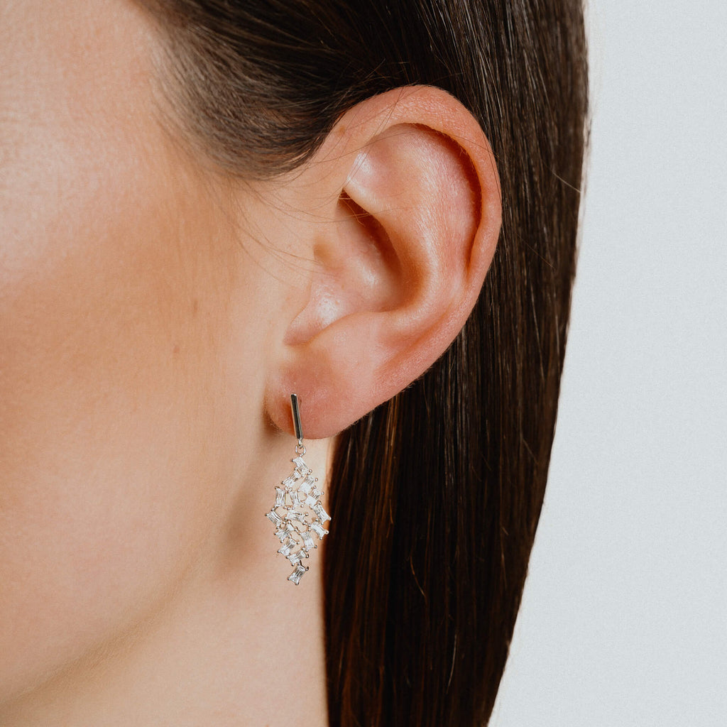 Diamonfire Baguette Zirconia Scatter Drop Earrings