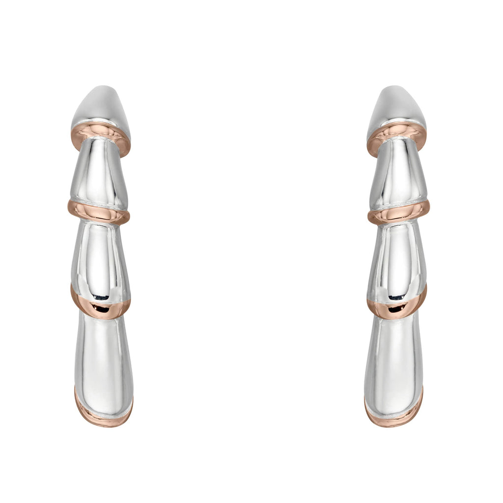 Beginnings Bamboo Stem Half Hoop Earrings with Rose Gold Plated Detail