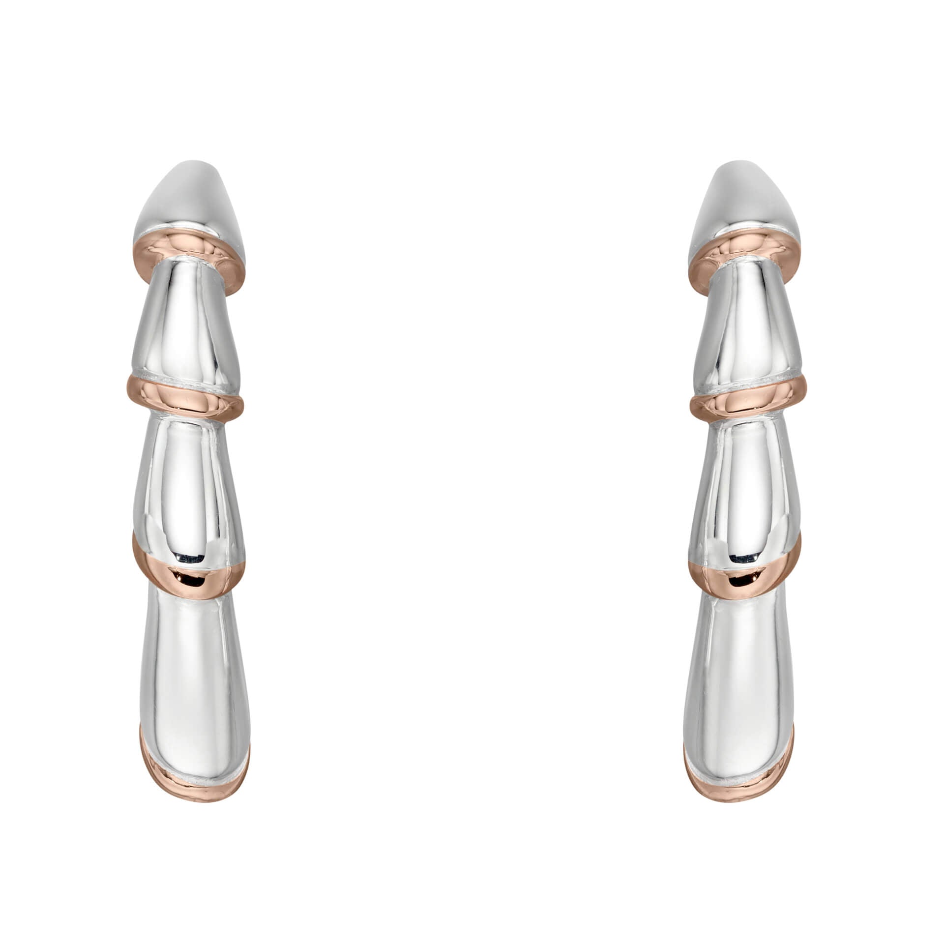 Beginnings Bamboo Stem Half Hoop Earrings with Rose Gold Plated Detail
