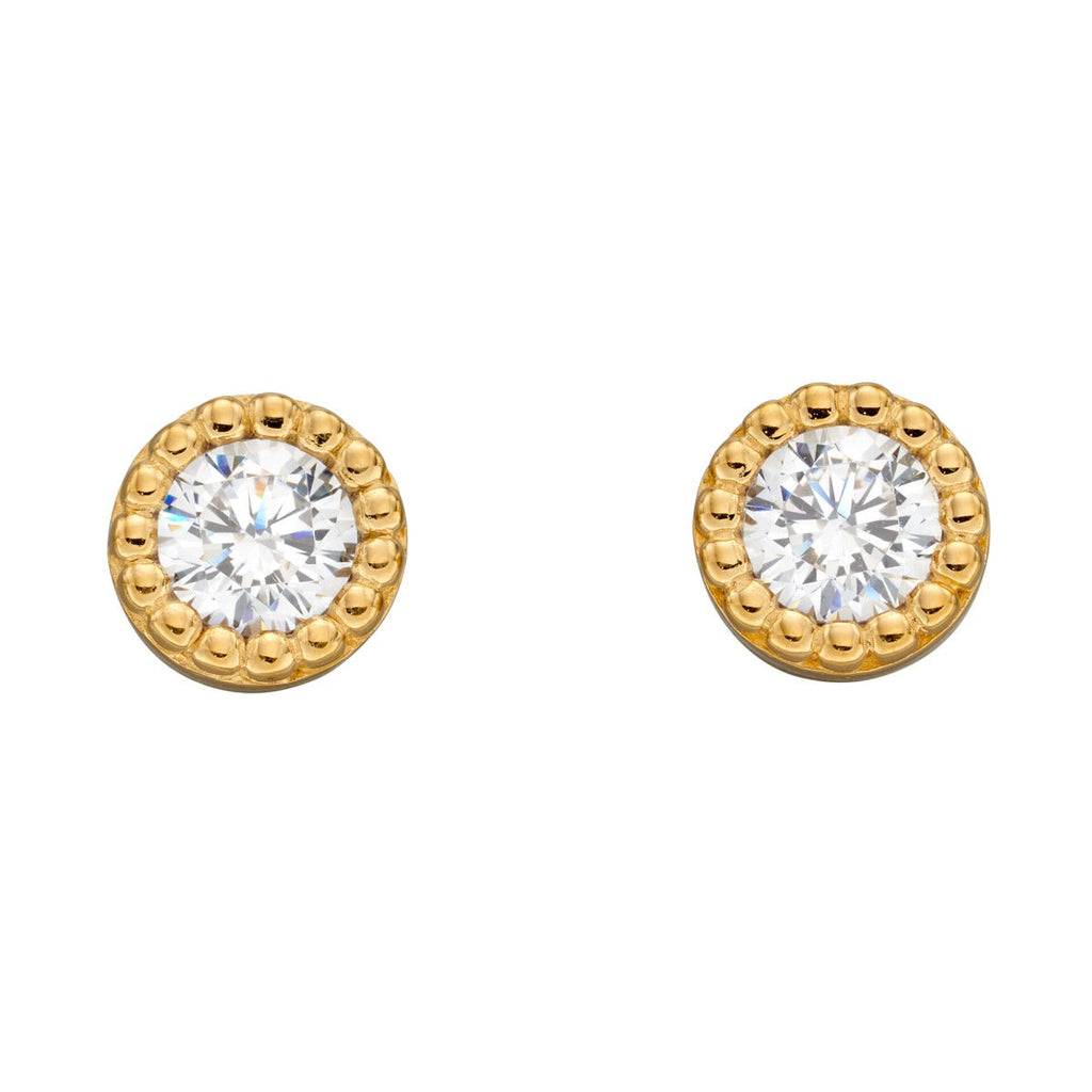 Beginnings Millegrain Edge Round Stud Earrings