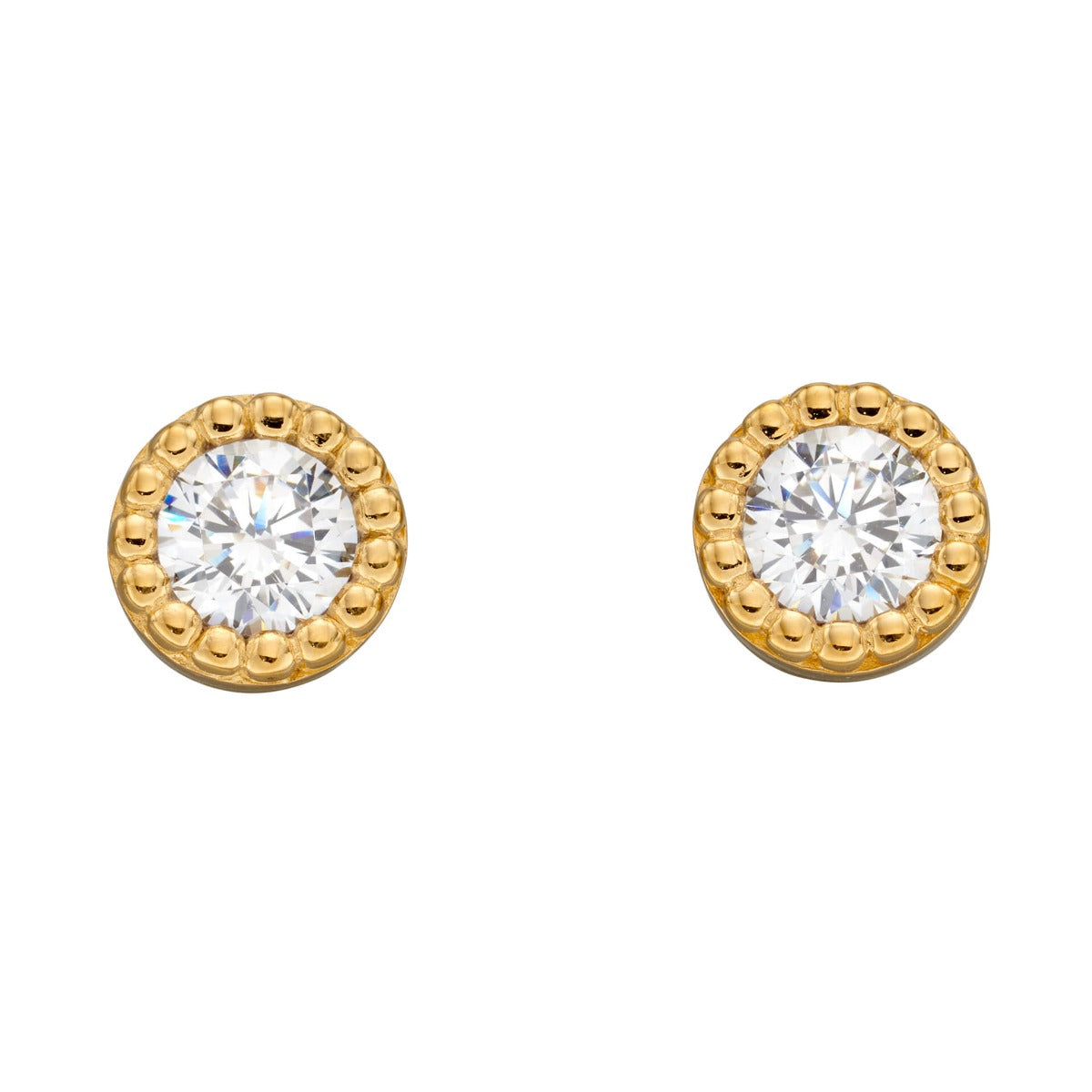 Beginnings Millegrain Edge Round Stud Earrings