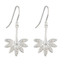Beginnings Horsetail Plant Fossil Drop Earrings with Pave Cubic Zirconia