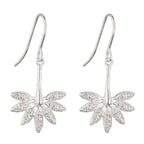 Beginnings Horsetail Plant Fossil Drop Earrings with Pave Cubic Zirconia
