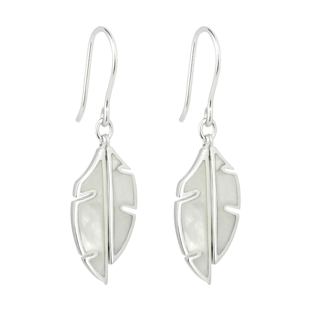 Beginnings Split Leaf Drop Earrings with Mother of Pearl