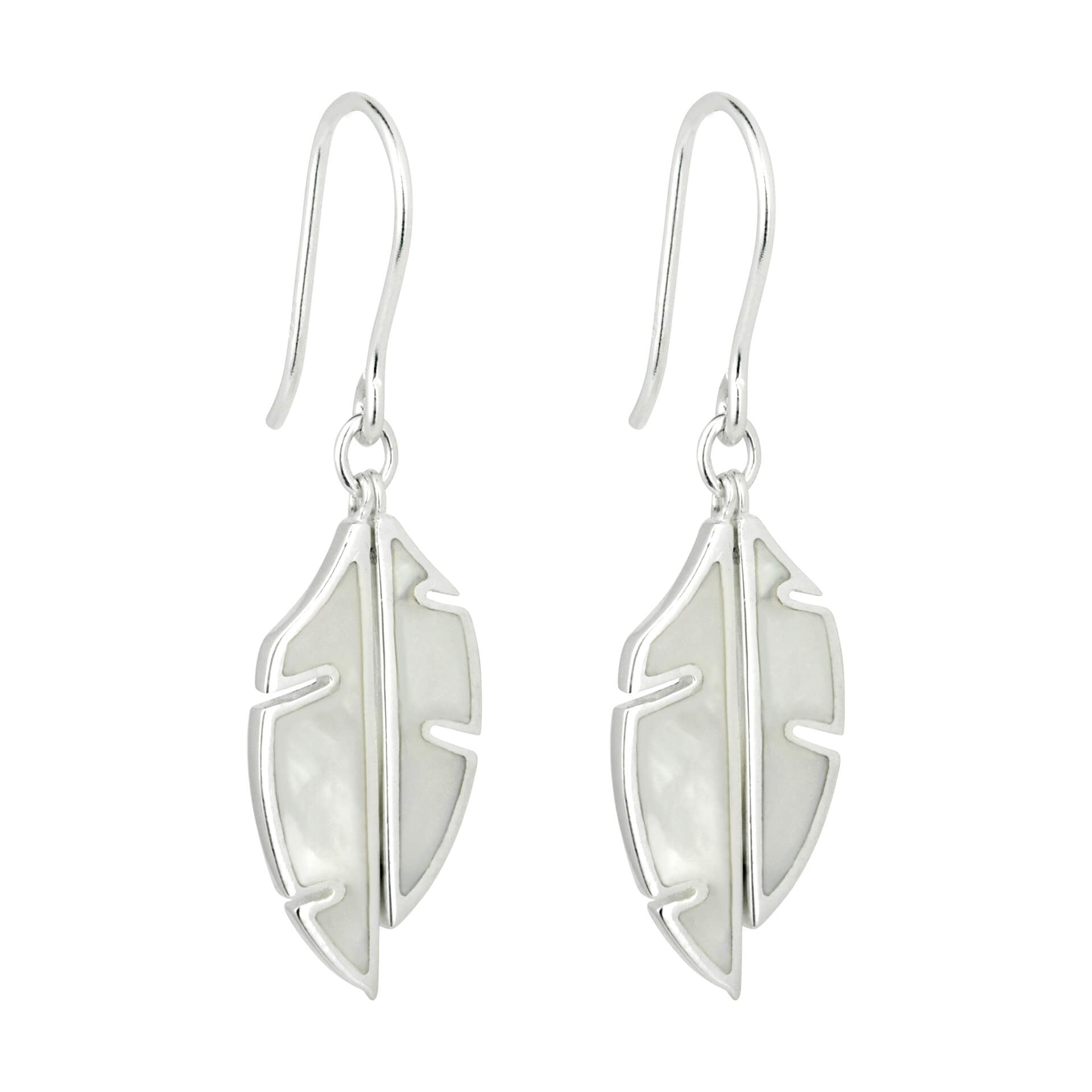 Beginnings Split Leaf Drop Earrings with Mother of Pearl