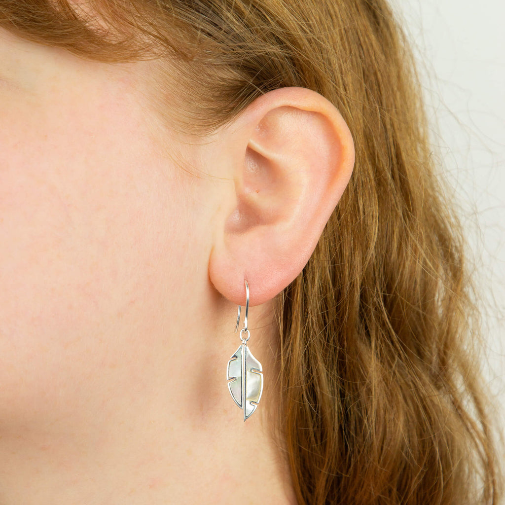 Beginnings Split Leaf Drop Earrings with Mother of Pearl