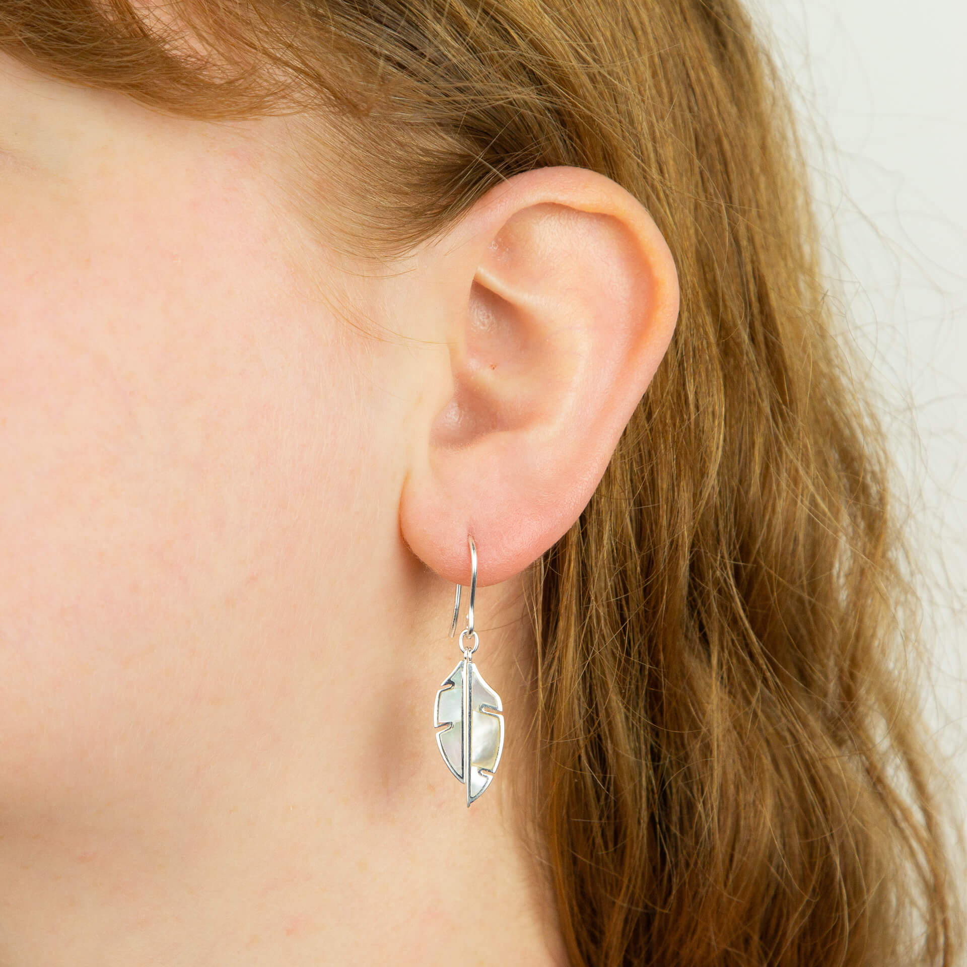 Beginnings Split Leaf Drop Earrings with Mother of Pearl