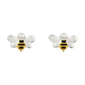 D For Diamond Enamel Bee Stud Earrings with Diamond
