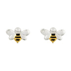 D For Diamond Enamel Bee Stud Earrings with Diamond