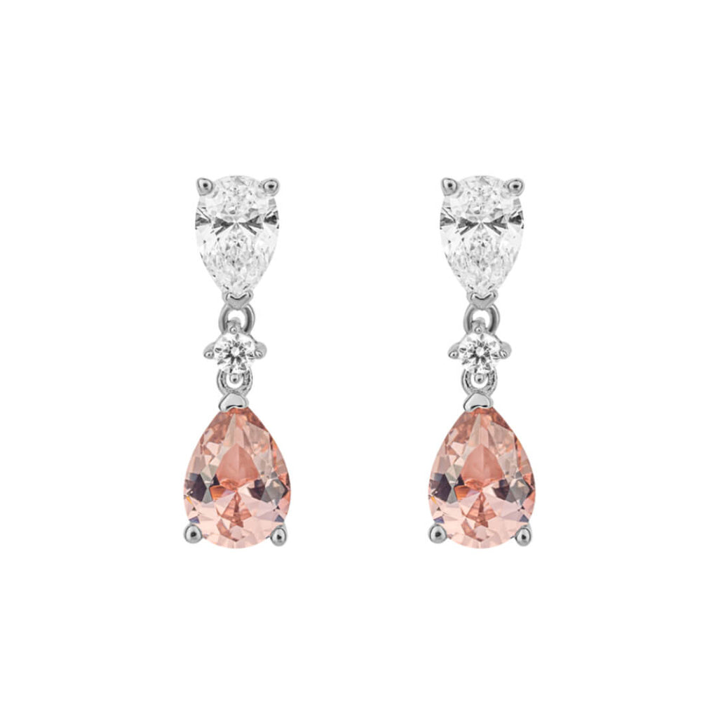 Diamonfire Teardrop Shaped Pink Zirconia Drop Earrings