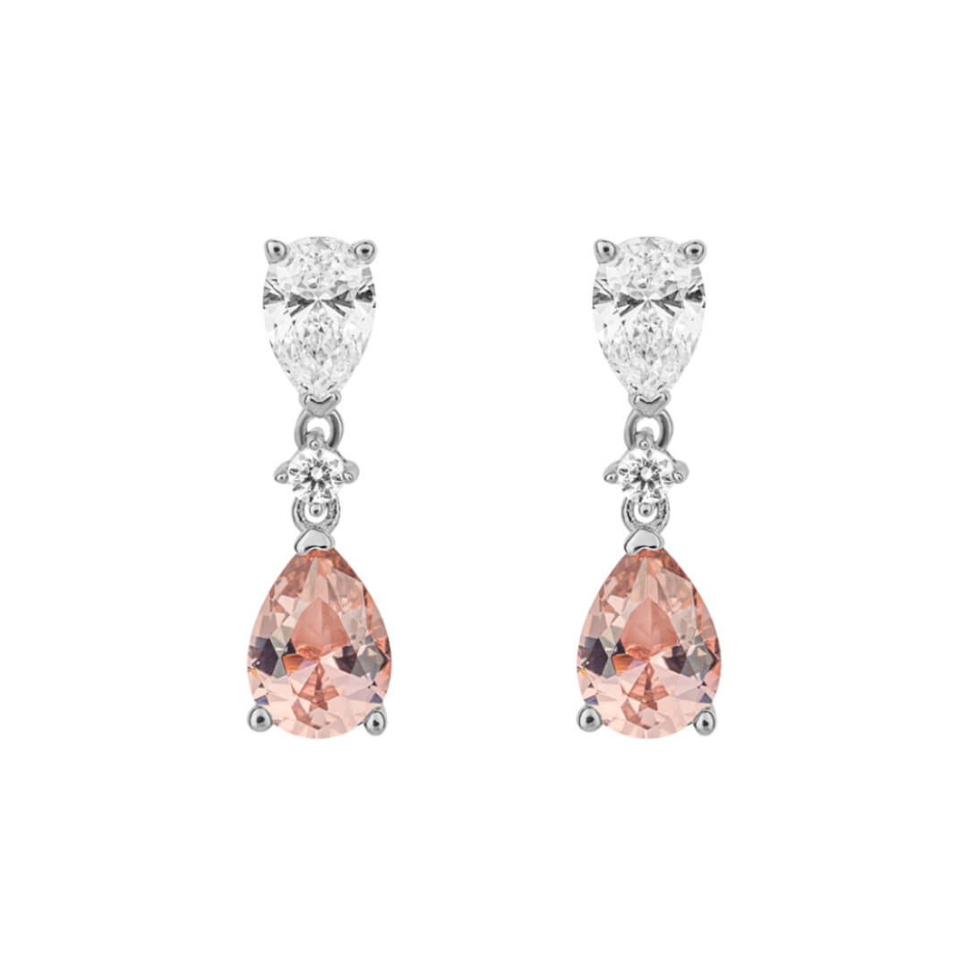 Diamonfire Teardrop Shaped Pink Zirconia Drop Earrings
